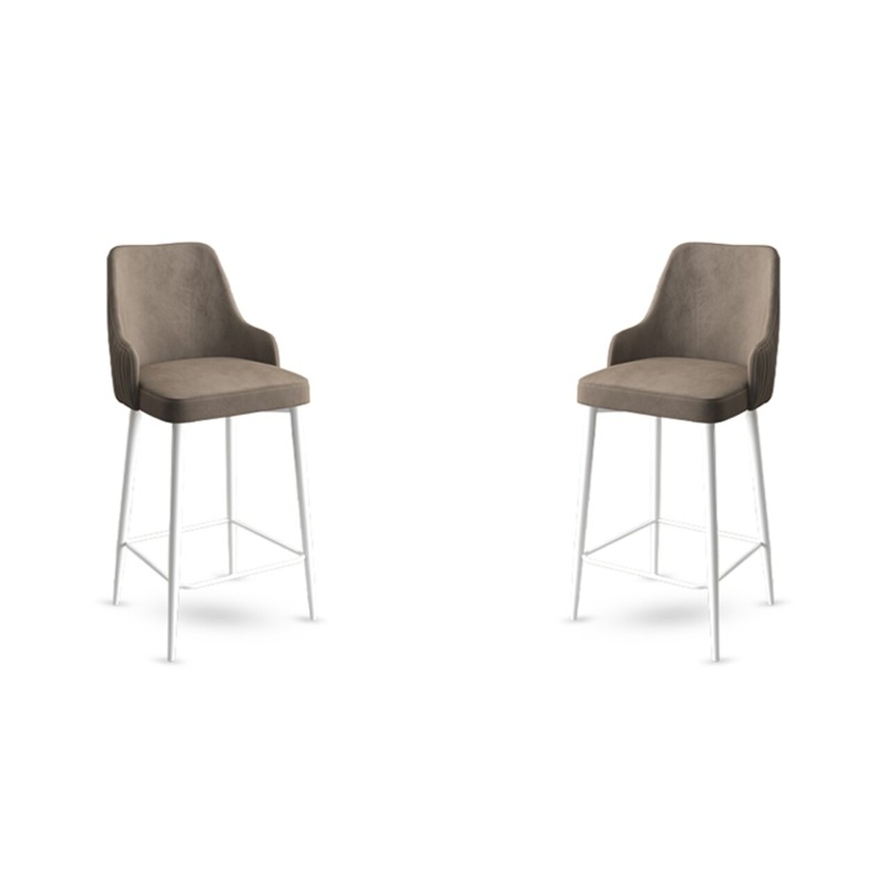 Set scaun de bar (2 bucăți), Hanah Home, Enox, Cappuccino / Alb - imagine 4